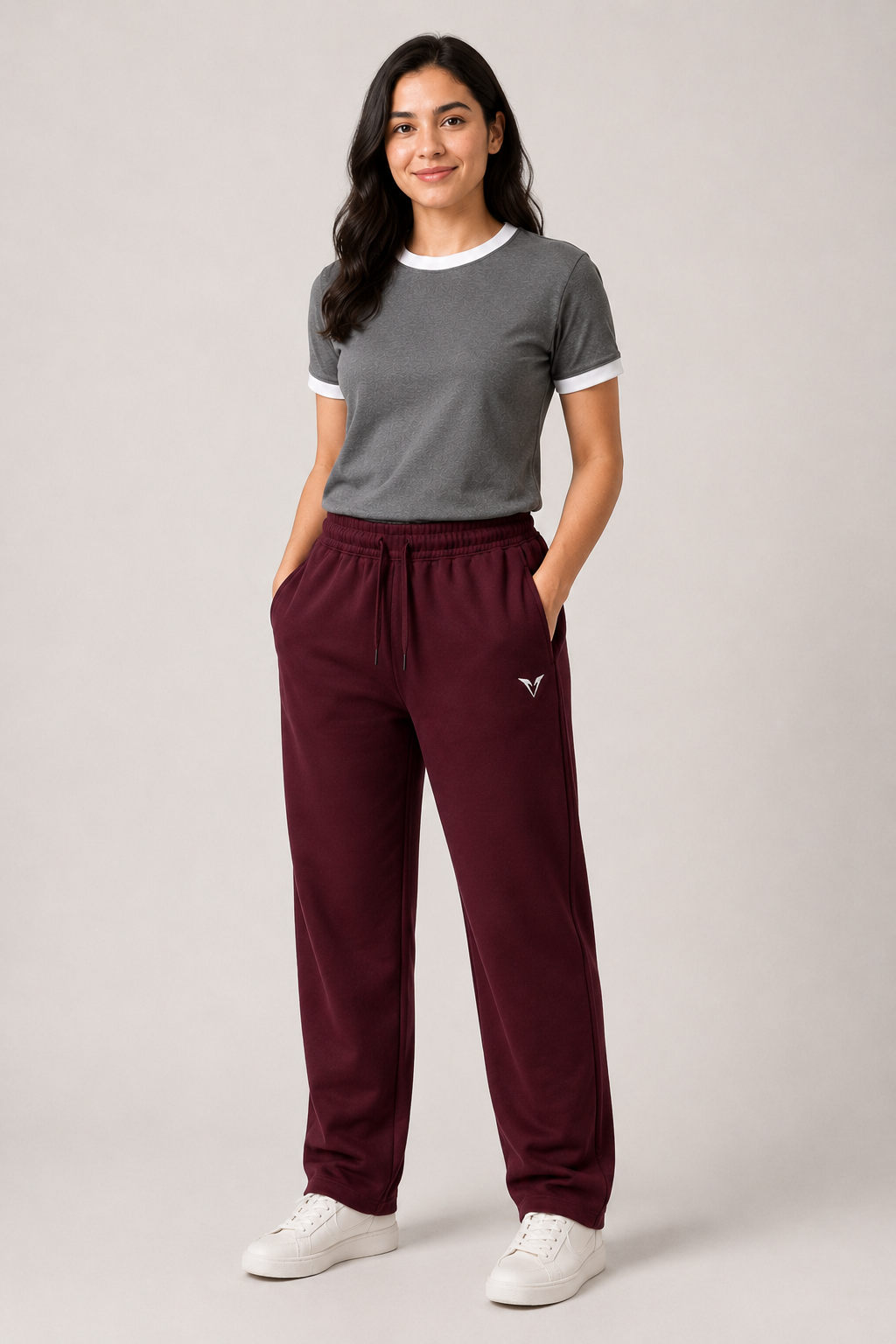 Women Burgandy Active Pant