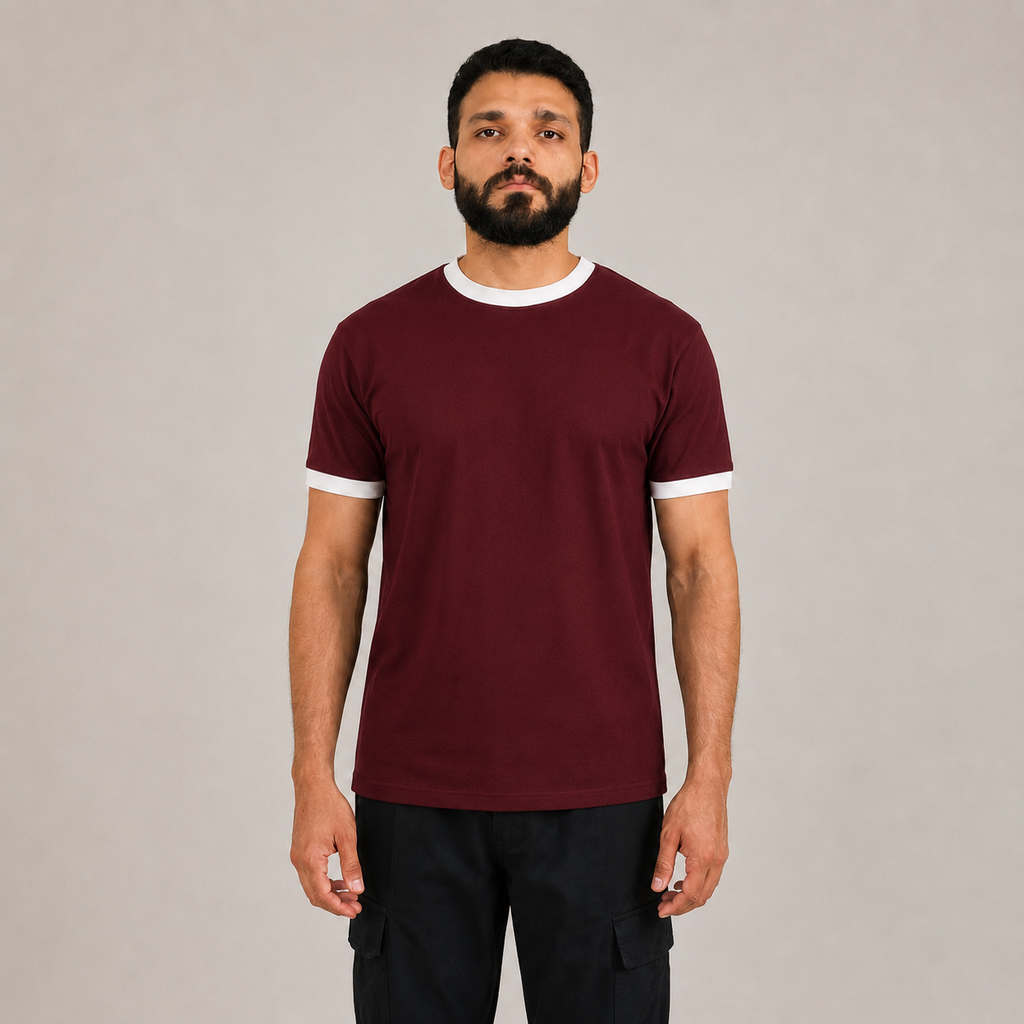 Burgandy Ringer T-Shirt