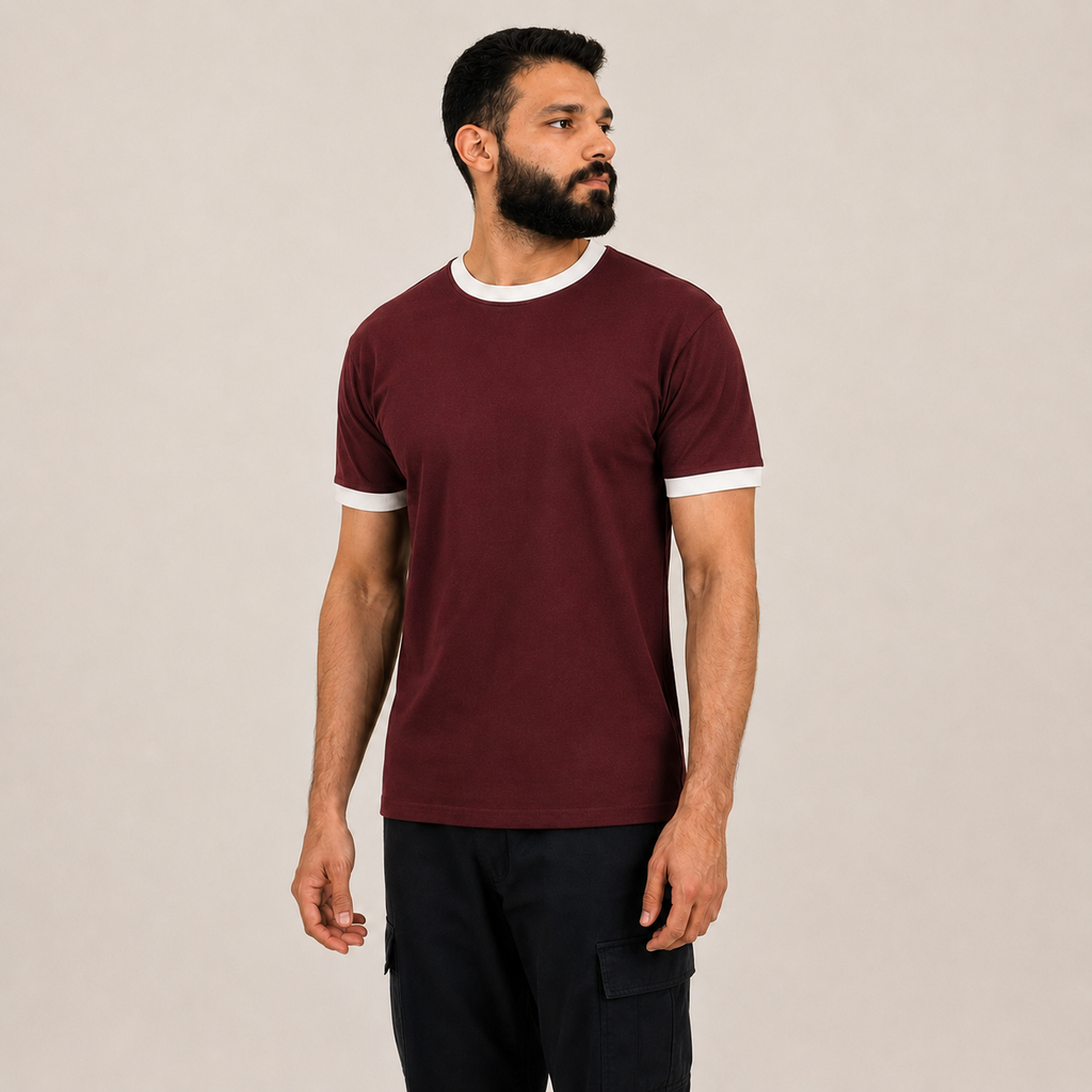 Burgandy Ringer T-Shirt