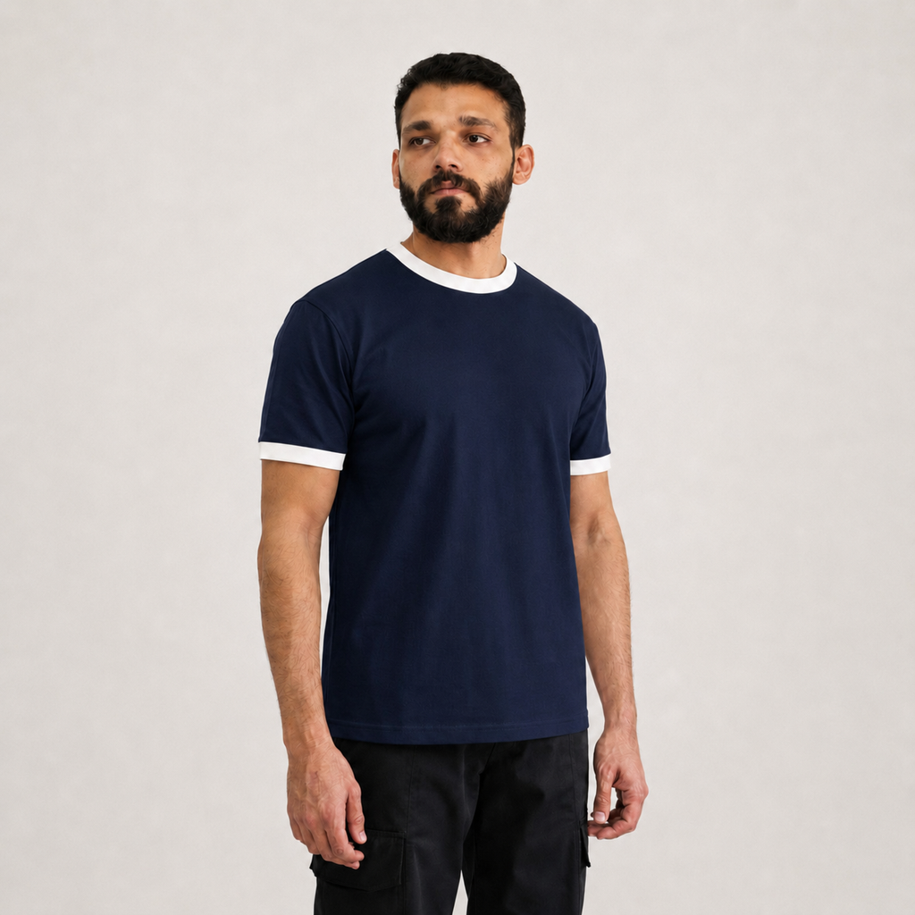 Navy Blue Ringer T-Shirt