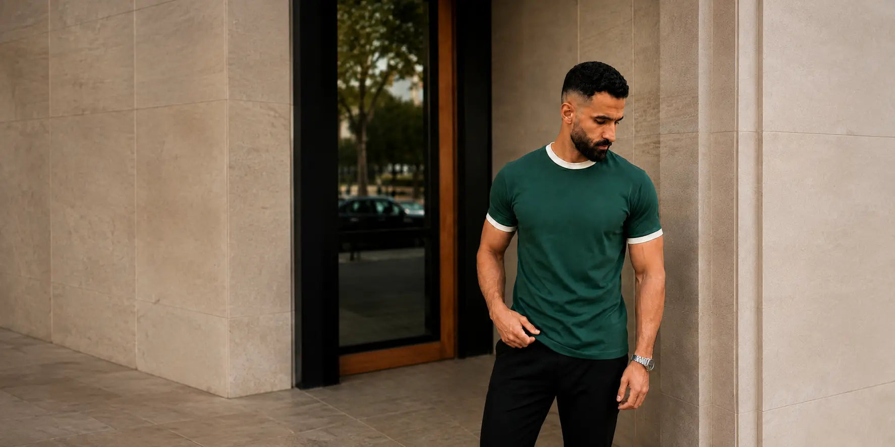 RIVV Dark Green Ringer T-Shirt outfit